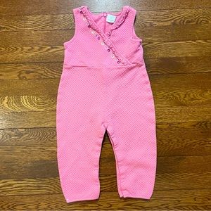 Hanna Andersson Pink Quilted Ruffle Romper Size 90 cm 3T